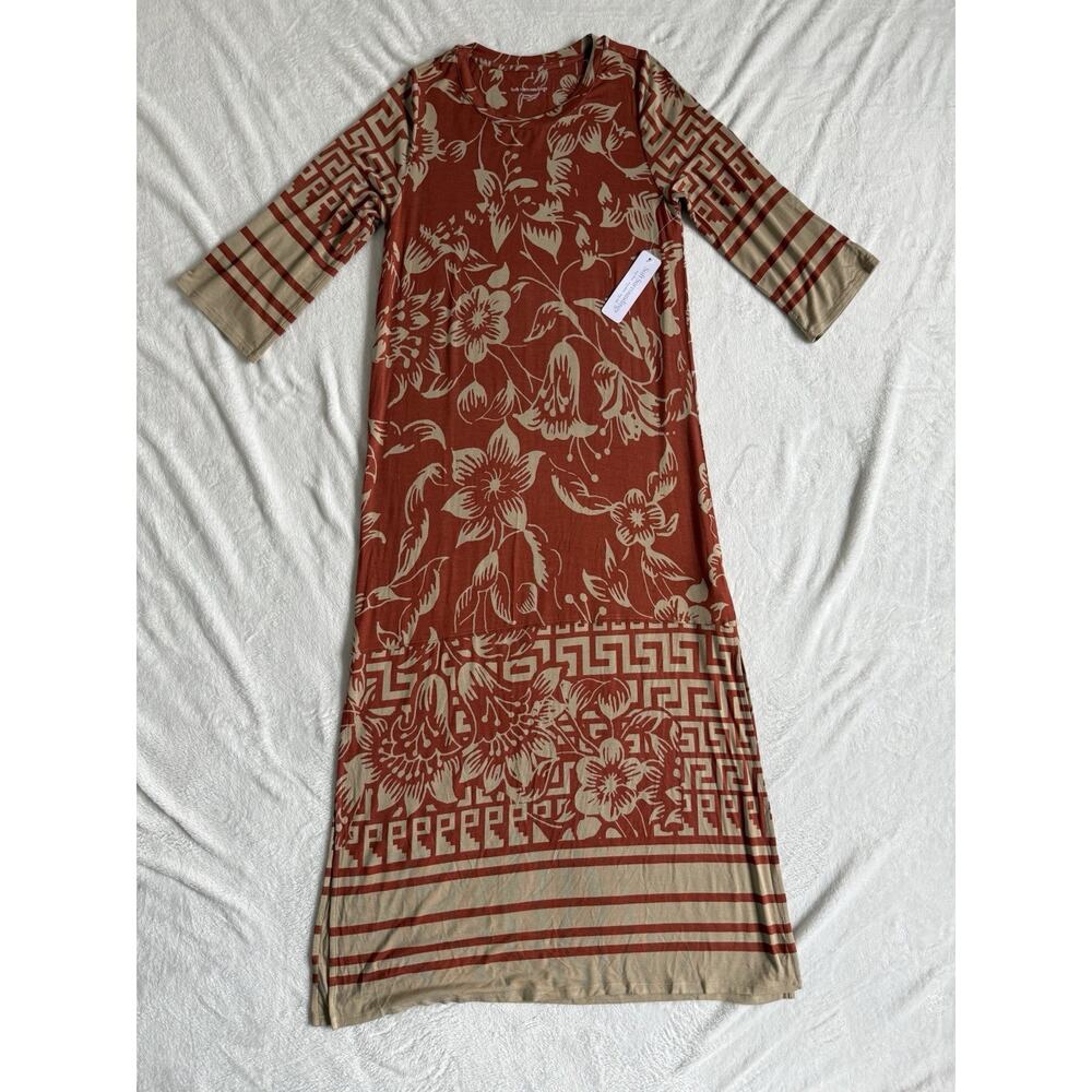 Soft Surroundings Floral Maxi Dress Brown/Rust Boho Festival Maxi Medium NWT